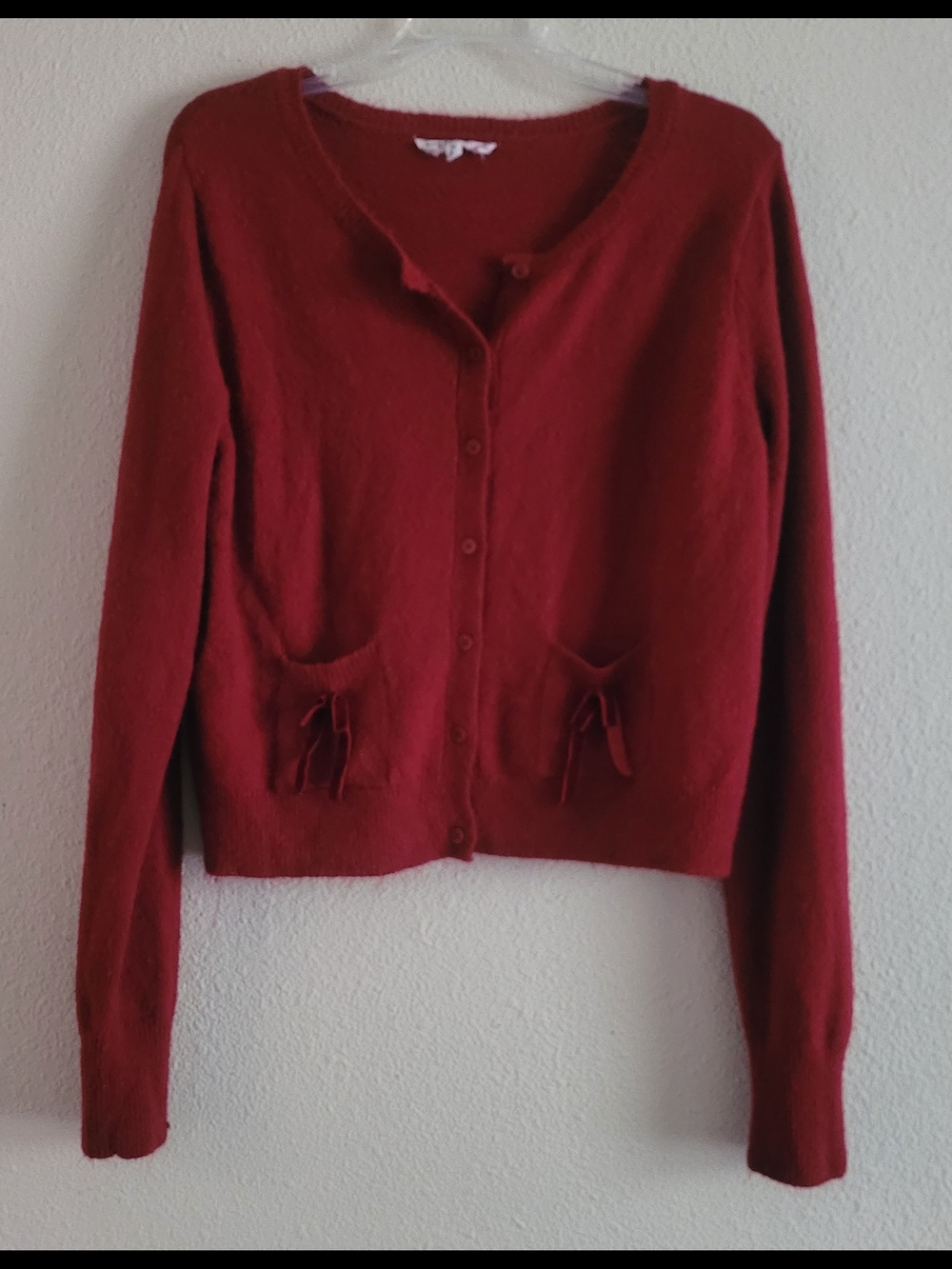 Hazel Moon Sz Medium Front Bow Pocket Sweater Cardigan